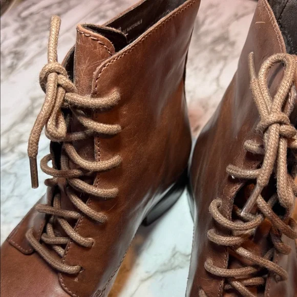 Born Dark Brown Leather Lace Up Moto Boots NWOT SZ 8.5 - Picture 14 of 14